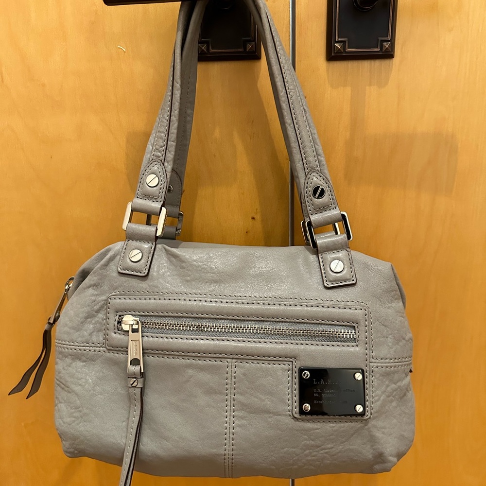 L.A.M.B Soft Grey Leather handbag